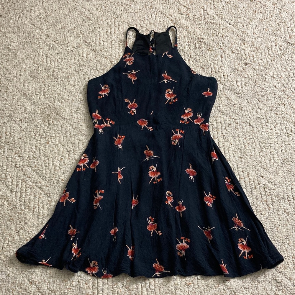 Bailey Blue Spaghetti Strap Dress with Ballet Dancer Print